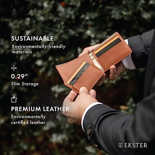Ekster Magnetic Leather Wallet for Men | LWG-Certified Minimalist Bifold | Slim & Modern Bifold Wallet for Quick Card Access (Caramel)3