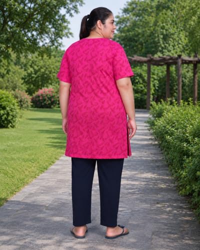 Image of In Love Women's All-Over Printed Cotton Plus Size Longline T-Shirt with Pockets