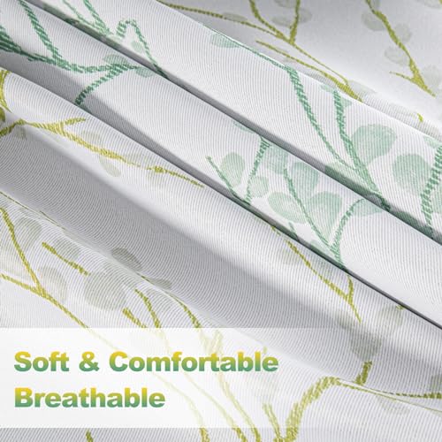 Image of MYSKY HOME Curtains 72 inches for Living Room 2 Panel Sets Thermal Insulated Curtains for Small Window Leaf Print Classical Room Darkening Drapes for Bedroom, 52W x 72L Inch, Green