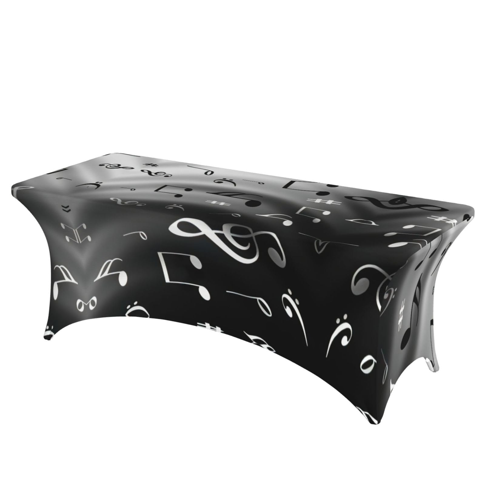 Housse de table extensible en élasthanne 1m80 motif notes de musique EdWal pour fête