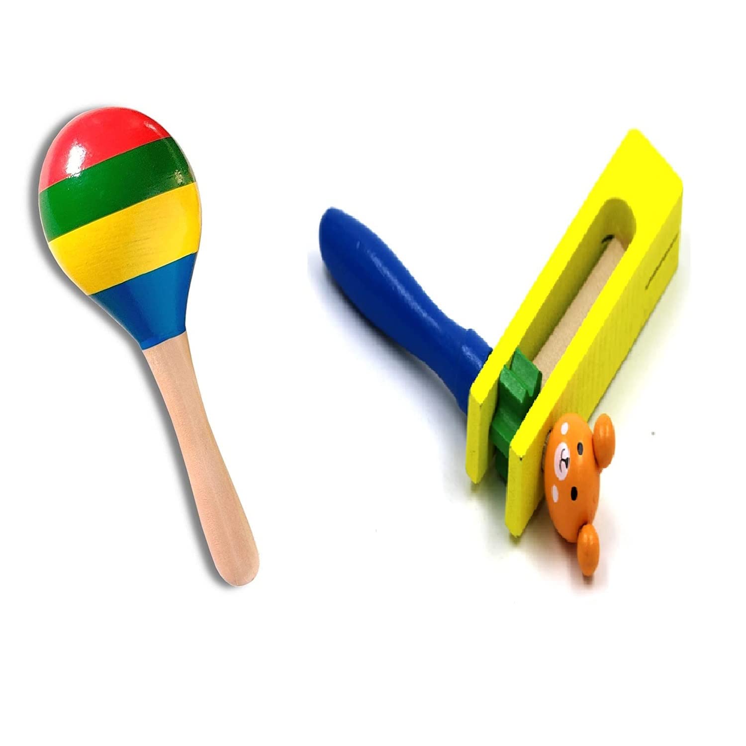 Wooden Non Toxic Colourful Rattle Toys for New Born Baby, Musical Infant Toy, Teether for Babies, Toddler (Egg Shaker + Tartar)