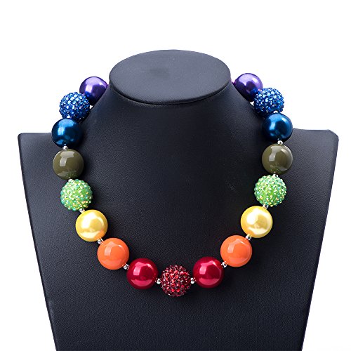 Bling Bling Chunky Bubblegum Necklace Rainbow Fashion Beads and Bracelet Set with Gift Box2