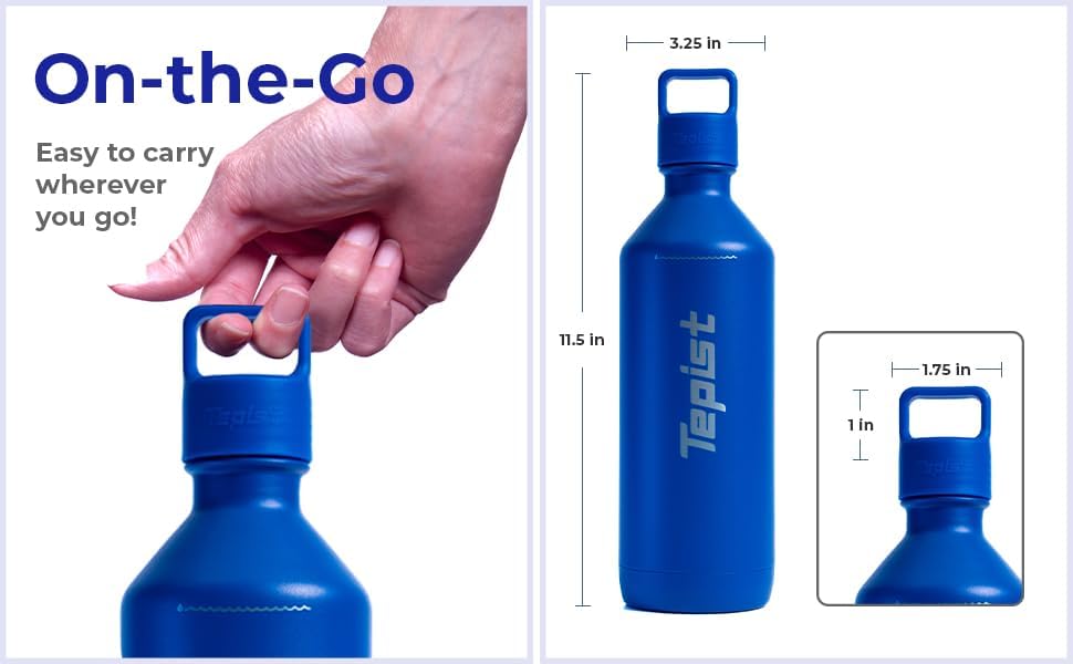 ThirtyO 30oz Stainless Steel Bottle Compatible with Sodastream Machines | Powder Coated Blue | Vacuum Sealed | Double Walled | Leak-Proof | Easy to Carry | Reusable Bottle - Image 5