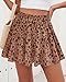 BTFBM Summer Skirts for Women 2026 Floral High Waist Shorts Underneath Boho Tiered Flowy Tennis Skorts Casual Mini Skirt(Floral Khaki Black, Small)
