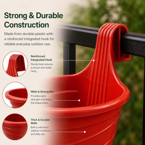 Image of Amazon Brand - Umi Hanging Planter Pots for Railing Pack of 15
