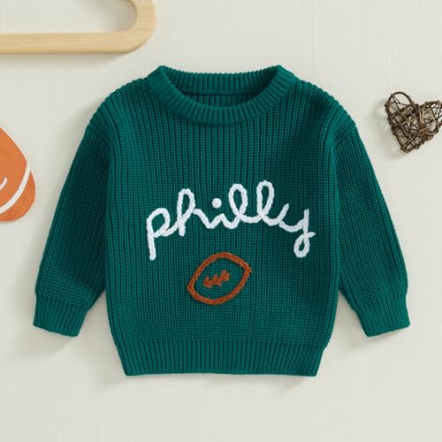 KMBANGI Newborn Baby Boy Girl Football Sweater Cable Knit Sundays are for The Birds Sweater Long Sleeve Chunky Knitwear Top2