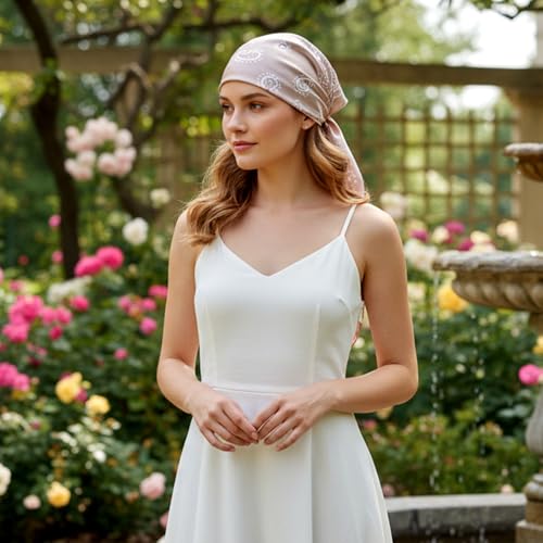 2 Pcs 33.46 Inches Vintage Satin Head Scarf Bandana for Women, Silk Hair Scarf Bandanas for Women Men Multipurpose Soft Square Scarves 5