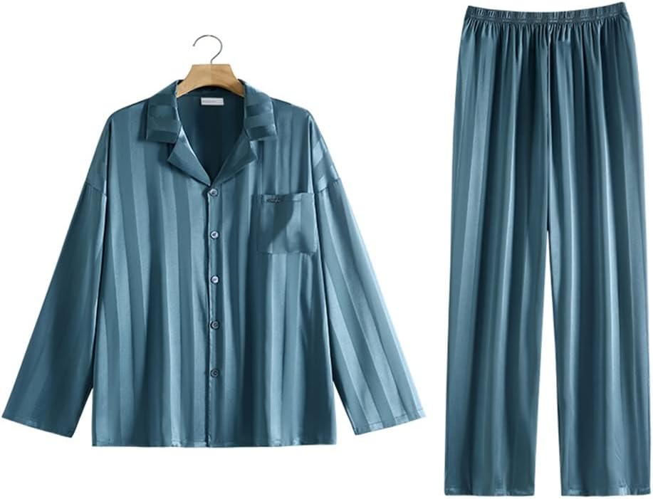 Pajamas Men's Spring and Autumn Silk Ice Long Sleeve Homewear Four Seasons