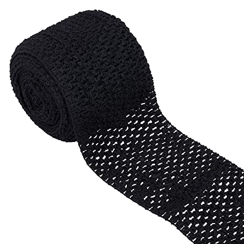 Gorgecraft 5.5 Yards 4.41 Inch Wide Elastic Band Black Stretch Polyester Fabric Ribbon Crochet Headband For Home Diy Sewing Crafts Garment Bow Stretch Knitting Hair Accessories #TOP13