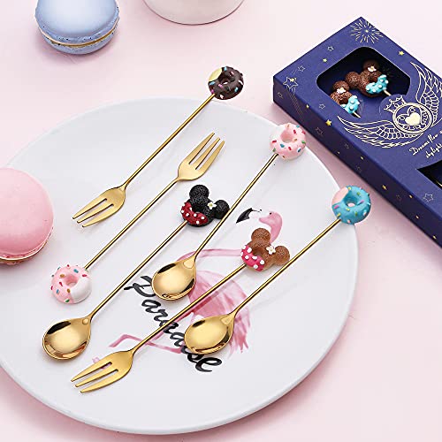 4 pcs Forchette da Frutta Acciaio, Set Cucchiaio e...