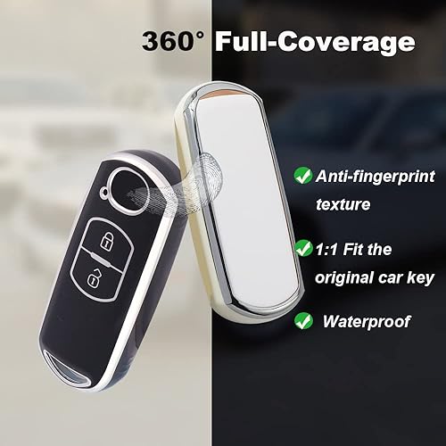 Miniatura 5 de ontto Funda para llavero de 4 botones, borde plateado, compatible con Mazda 3, 6, 8, Miata, MX-5, CX-3, CX-5, CX-5, CX-7, CX-9, carcasa para llave
