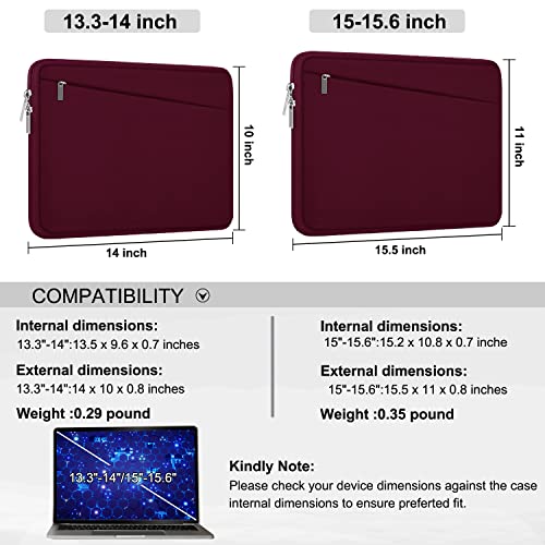 Image of Laptop Sleeve 15.6 inch, Durable Computer Carrying Bag Protective Case Briefcase Handbag with Front Pocket, Slim Laptop Cover for 15.6 Inch HP, Dell, Lenovo, Asus, Notebook, Wine Red