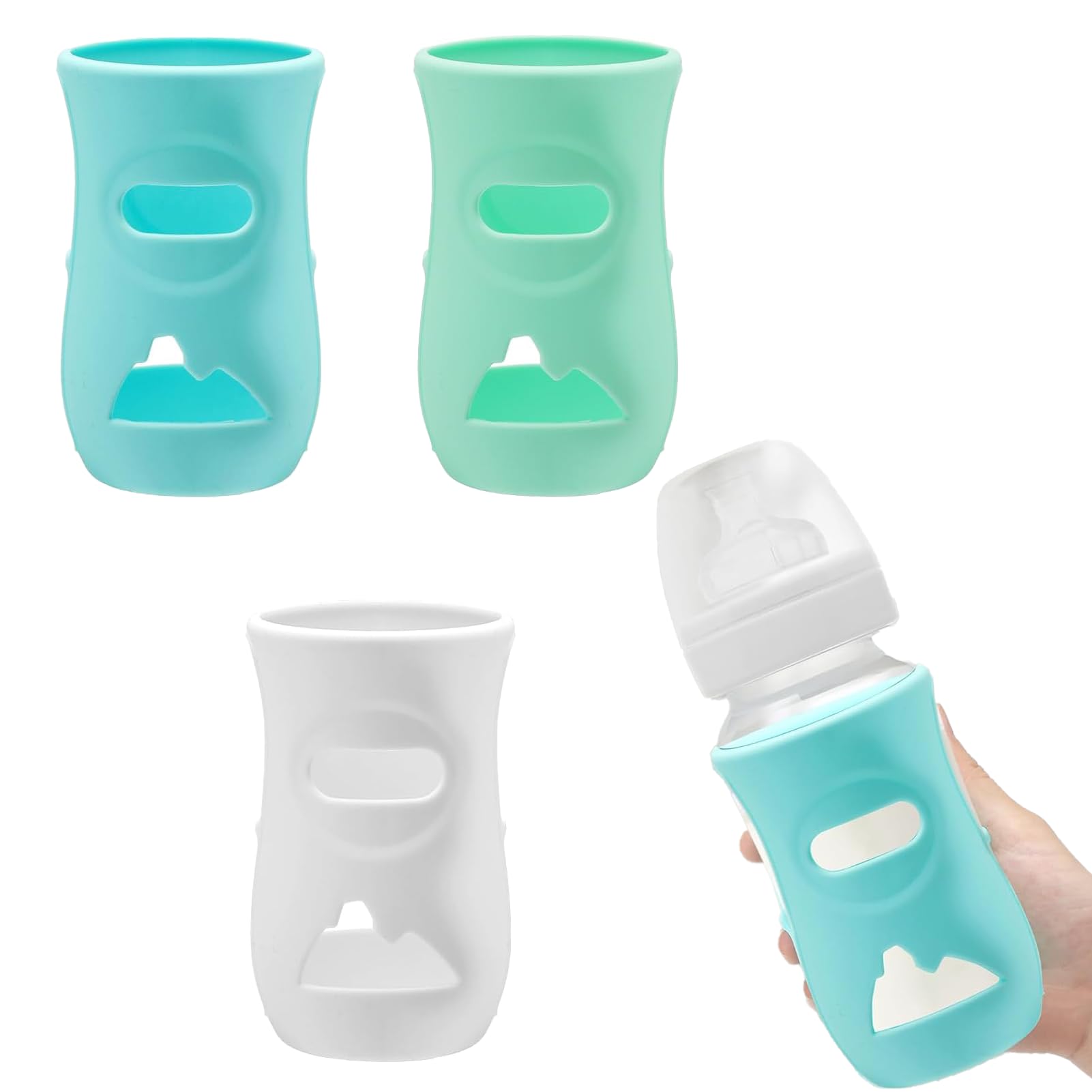 3 Silikonhüllen für natürliche Aventflaschen, aus Glas, bruchsicher, kompatibel mit Philips Avent Naturglasflaschen (240 ml)