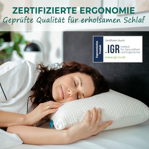 KNERST® Nackenkissen - Orthopädisches Kissen für ultimativen Komfort in jeder Schlafposition - Nackenstützkissen - Memory Foam Kissen - ergonomisches Kopfkissen [Höhe 12cm] - für Bezüge 40x80cm