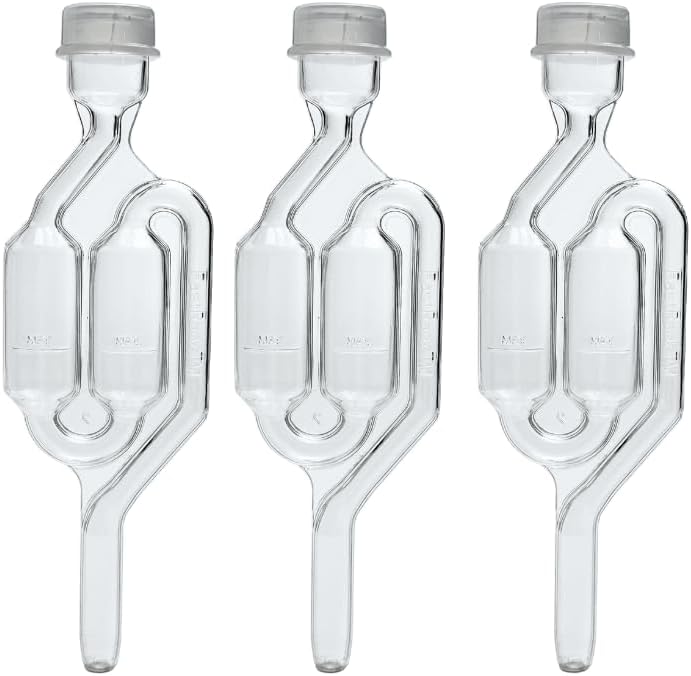 Twin Bubble Airlock for Wine Making and Beer Making (Pack of 3)