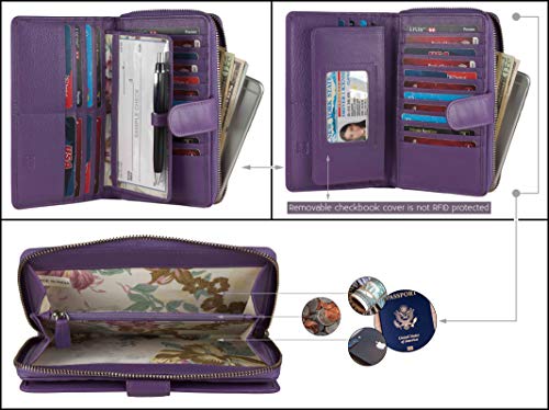 Image of Big Fat RFID Blocking Leather Organizer Checkbook Wallets For Women - Clutch