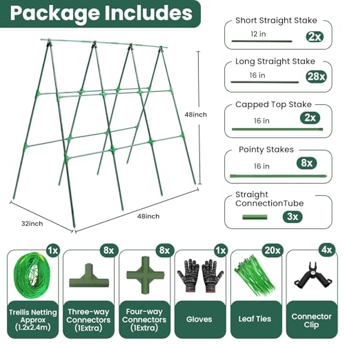 Treillis de concombre de jardin en A de 127x121 cm avec filet - 6