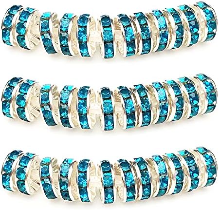 MJDCB 6mm 100pcs Rondelle Beads Crystal Spacer Bead Rhinestones for Bracelet Necklace Jewelry Making(Silver/White)