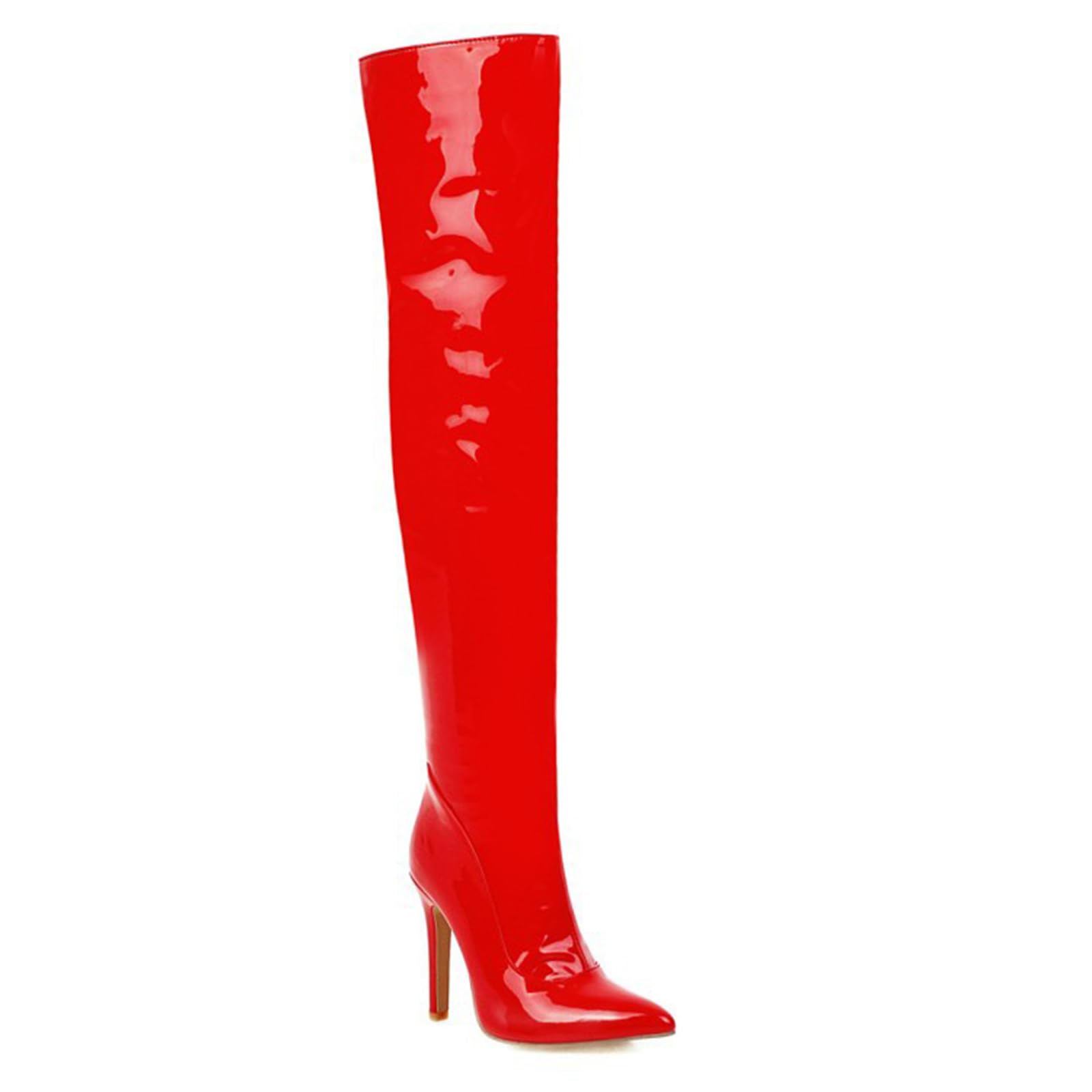 10.5CM Sexy otoño e Invierno Lado Cremallera Tacones de Aguja Botas de Jinete de Las Mujeres Altas sobre Las Botas de la Rodilla
