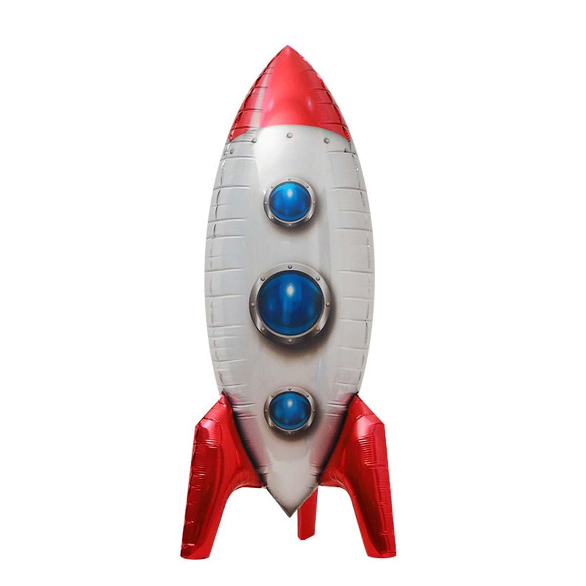 4D Large Rocket Red Balloon for Space Party Decorations, 33in, Reusable, Durable Material, Perfect for Boys and Girls Birthday Parties