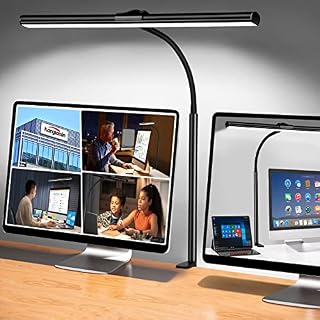 Kangtaixin LED Desk Lamp with Clamp - Eye Care Office Dimmable Table Light 5 Brightness Levels & 5 Color Modes Adjustable USB Study Lamps for Reading,Craft,Work