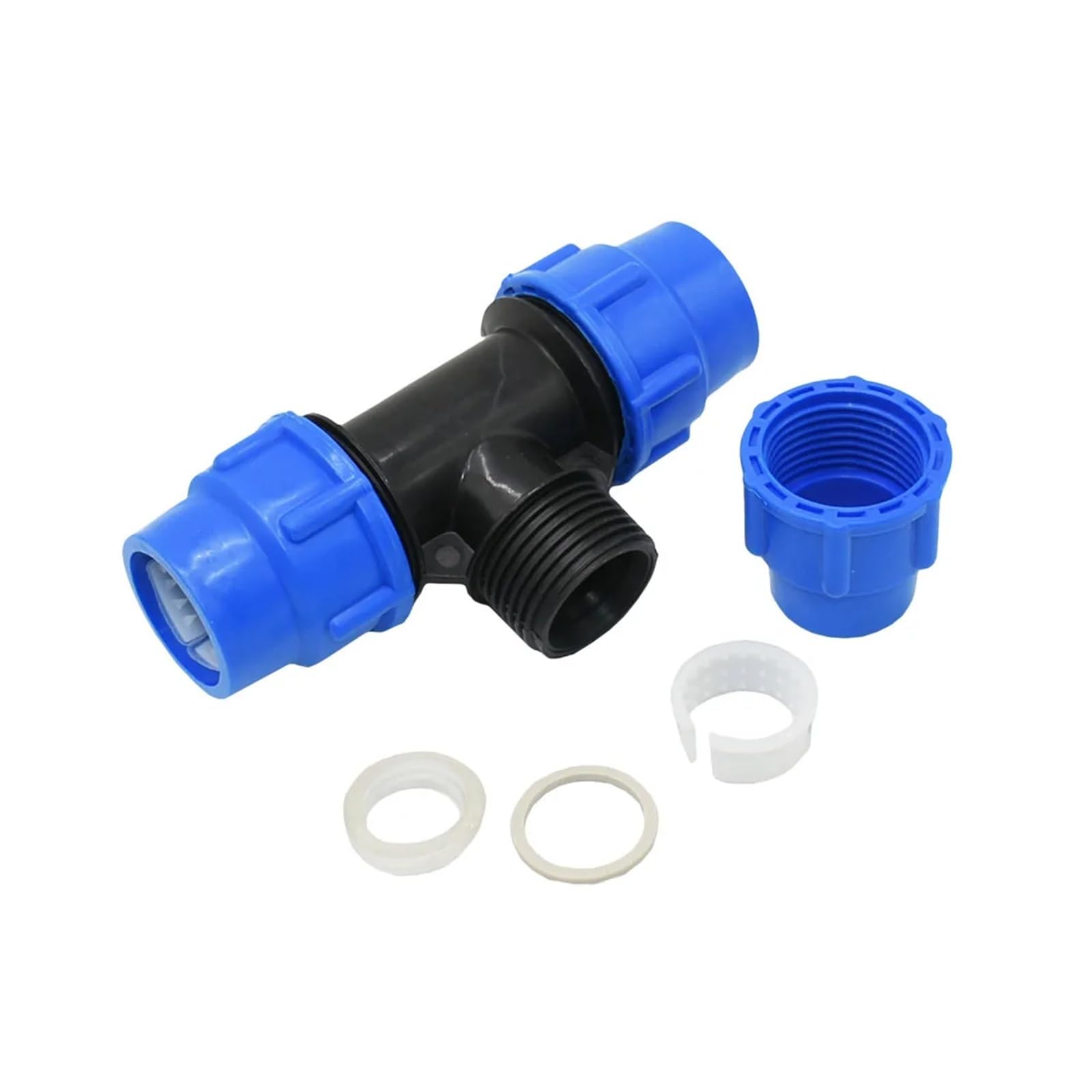 Conector rápido de tubo de polietileno de 63 mm, codo reductor, divisor de agua de 50 mm, 40 mm, 32 mm, 25 mm, 20 mm, acoplador de plástico para accesorios de tubería de riego agrícola