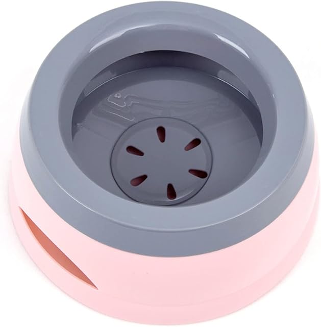 TOWEAR Pet Floating Water Bowl, Anti-Overflow Slow Drinking Dog Bowl, Portable Travel Dog Water Bowl, Anti-Choking Non Spill Pet Water Bowl for Dog Cat Puppy Kitten (pink)