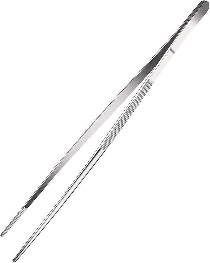 Long Tweezers Kitchen Tweezers with Precision Serrated Food Tweezers