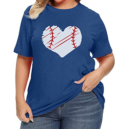 Plus Size Baseball Shirt Women Funny Baseball Graphic Tees Casual Short Sleeve Tops T-Shirts #TOP2