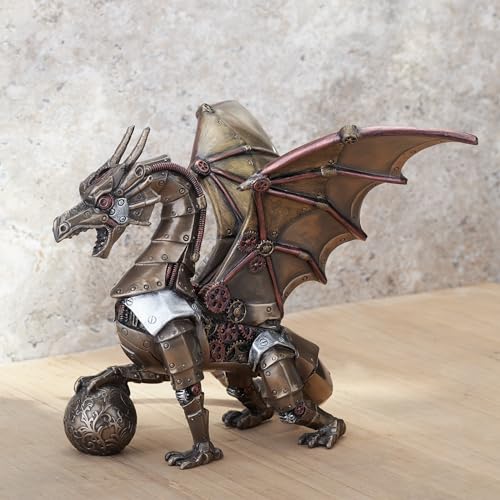 Estatua de Dragón Steampunk en Resina con Acabado Bronce miniatura 2