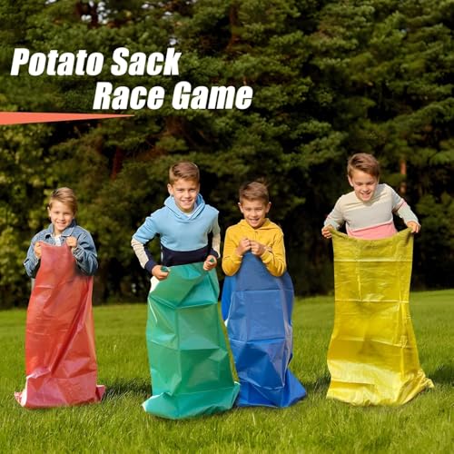 Potato Sack Race Bags for Kids & Adults, 12Pcs Colorful 40x24 Inches Sack Bags – Ideal for Field Day, Outdoor Lawn Games, Carnival Events, Family Reunions, and Birthday Party Activities