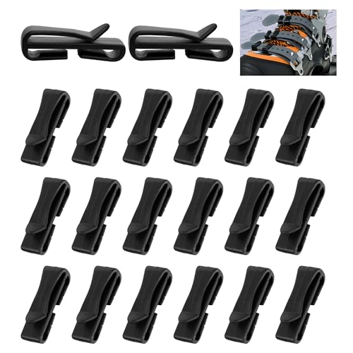 Tlswshsy 20 Pack Snowshoe Strap Clips - 1.51 inch Ski Boot Wraps Buckle - Multipurpose Snowshoes Replacement Clips for Women Men Youth Kids Snowshoe Bindings