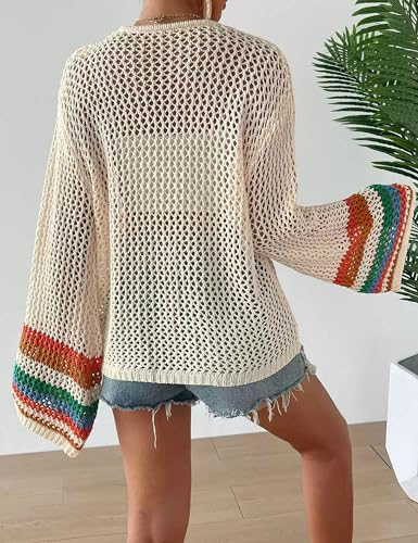 Womens Vintage Crochet Granny Square Cardigan Floral Knitted Y2K Retro Long Sleeve Open Front Boho Chic Sweater4