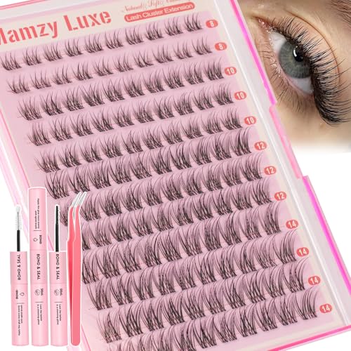 Natural Lash Clusters Kit Short Wispy Eyelash Clusters 8-14MM Clear Band Cluster Lashes Extensions...