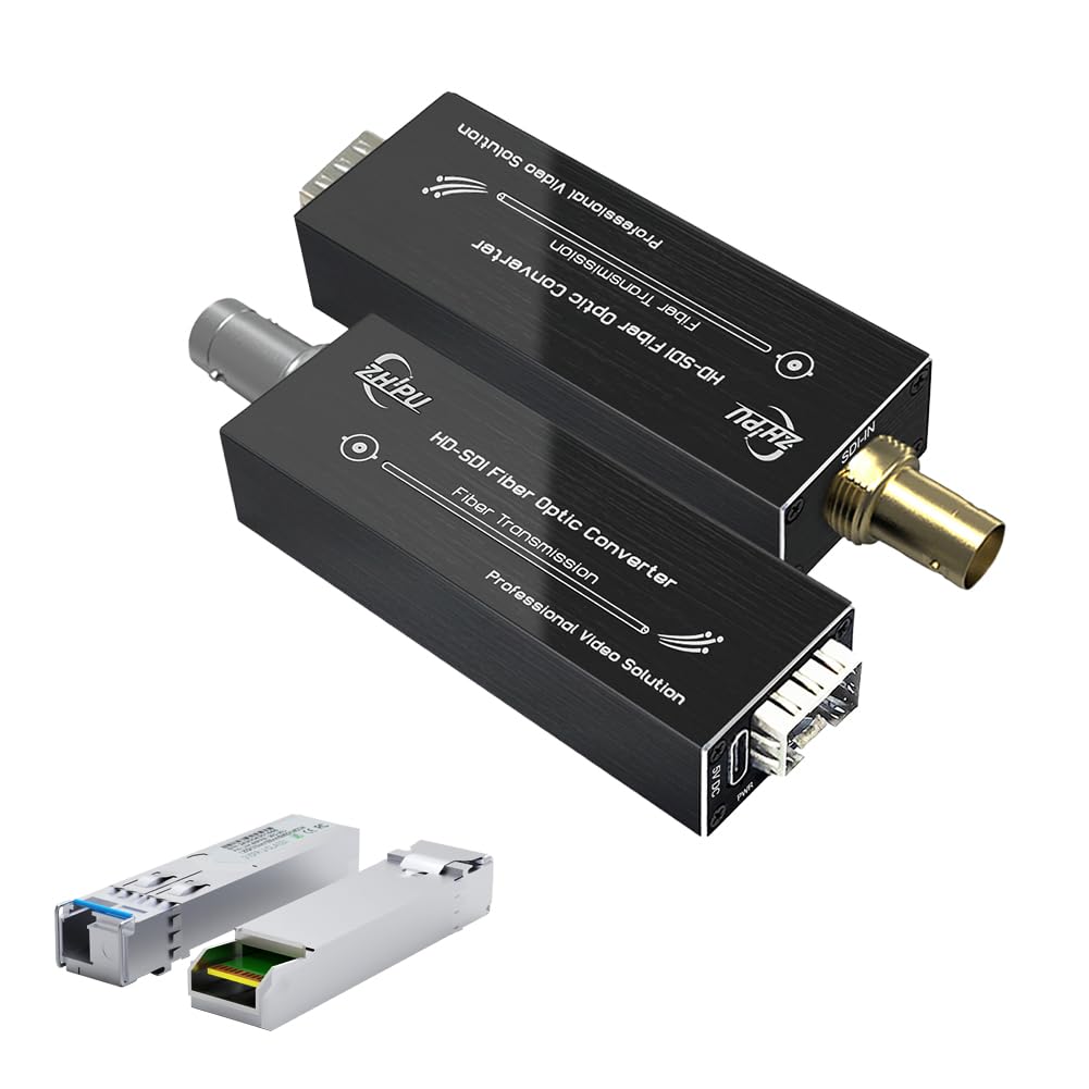 HD-SDI Fiber Extender 1080P 30HZ, HD Optical Transceiver Mini SDI Over Fiber Uncompressed Video Converter Up to 20km Over Single-Mode Fiber Type-C 5V SDI Fiber Converter