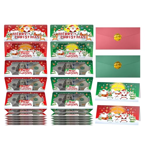 XiaosRen 2PCS Christmas Envelope Money Holder with 10 Slots Surprise Cash Gift Card Holders for Men Women Girls Boys Xmas Party Supplies.