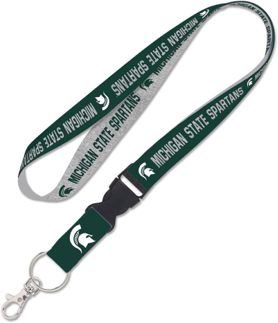 Caseys Michigan State University Spartans Lanyard with Detachable Buckle 1" Width - Heathered/Jersey Print