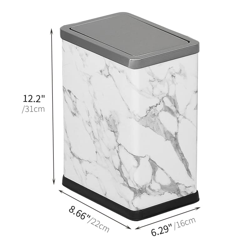 Miniatura 8 de JINYCOME Cubo de basura pequeño de 2.6 galones para oficina, baño, con tapa oscilante, cubo de basura para sala de estar, dormitorio, papelera