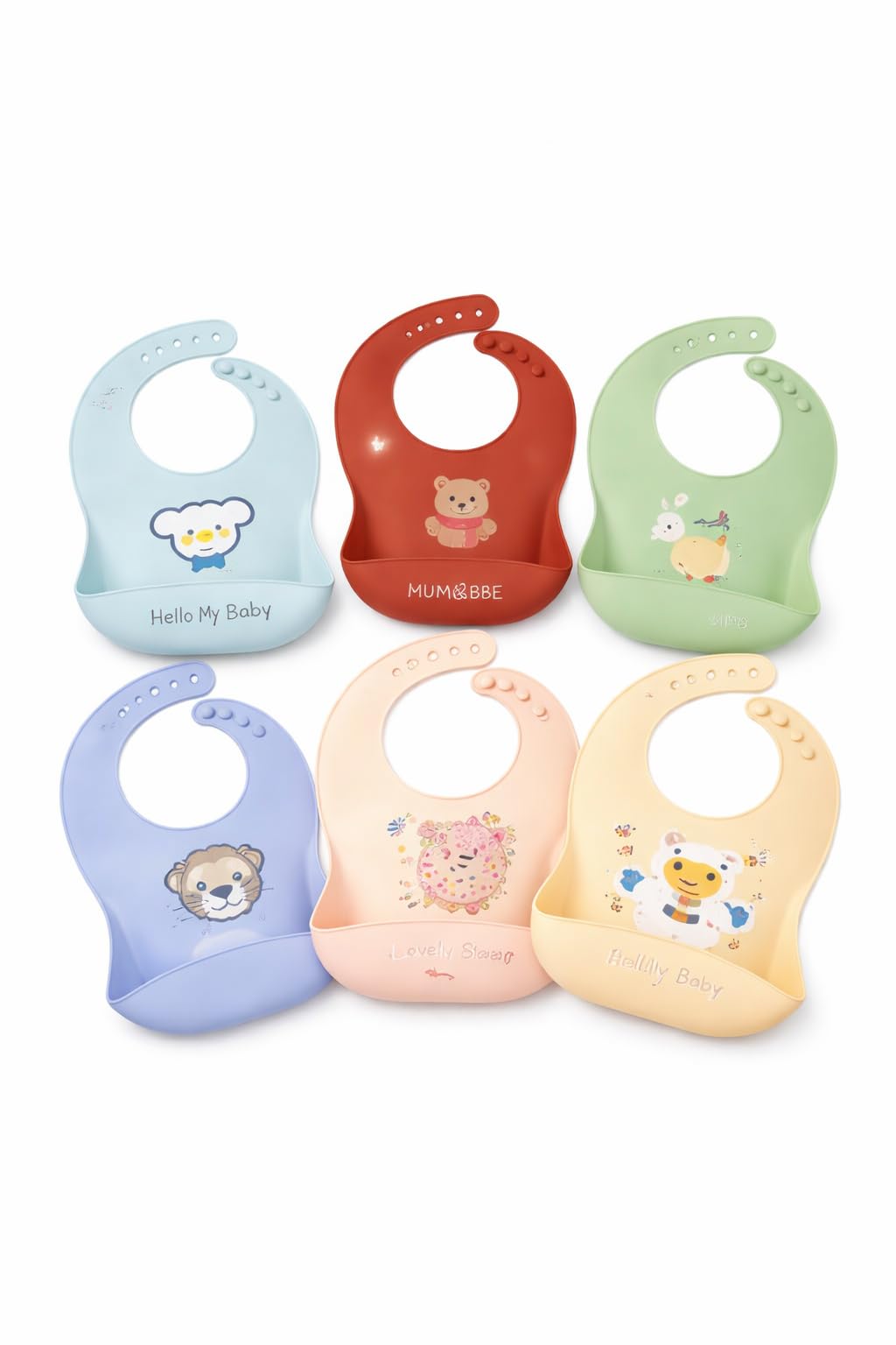 SAFE-O-KID Baby Silicone Bib Set of 2, Waterproof & Easy Clean Feeding Bibs with Deep Spill Pocket, Adjustable for Infants & Toddlers (Assorted Colors)-image-37