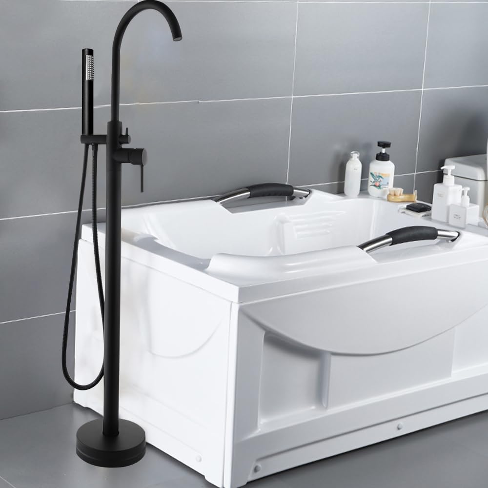 Grifería de bañera independiente con alcachofa de mano, Grifo diseño de pie
