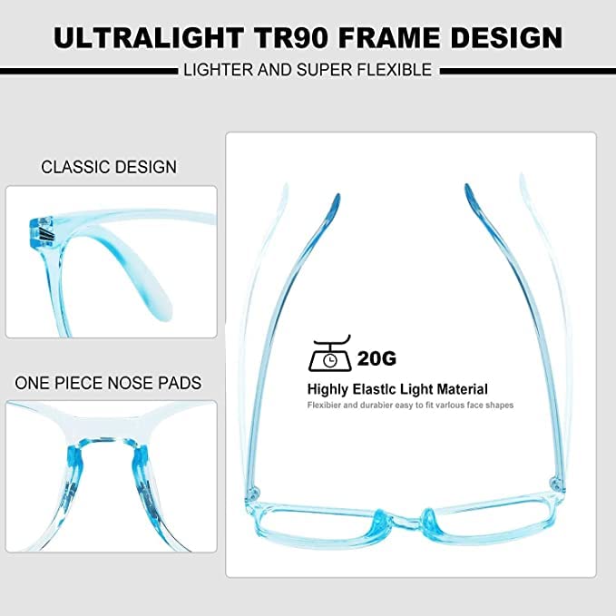 Image of CREEK Blue Light Blocking Glasses Gaming Filter Square Eyeglasses for Eye Protection Men Women, Computer /Tablet /Laptop /Mobile /TV, Anti-blue & Anti eyestrain with Testing Kit