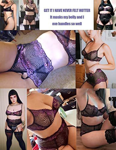 Avidlove Women Lingerie Set with Garter Belts Sexy Bra and Panty Underwire Lingerie Sets(Purple,S) - Image 4