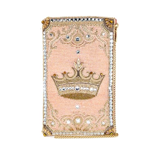 Mary Frances Crowned Jewel Beaded Crossbody Cell Phone Bag Clutch Novelty Purse with Removable Chain Strap, Multicolor
