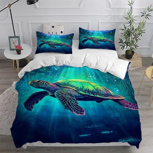 Tortue Housse de Couette Parure de Lit Microfibre Impression 3D