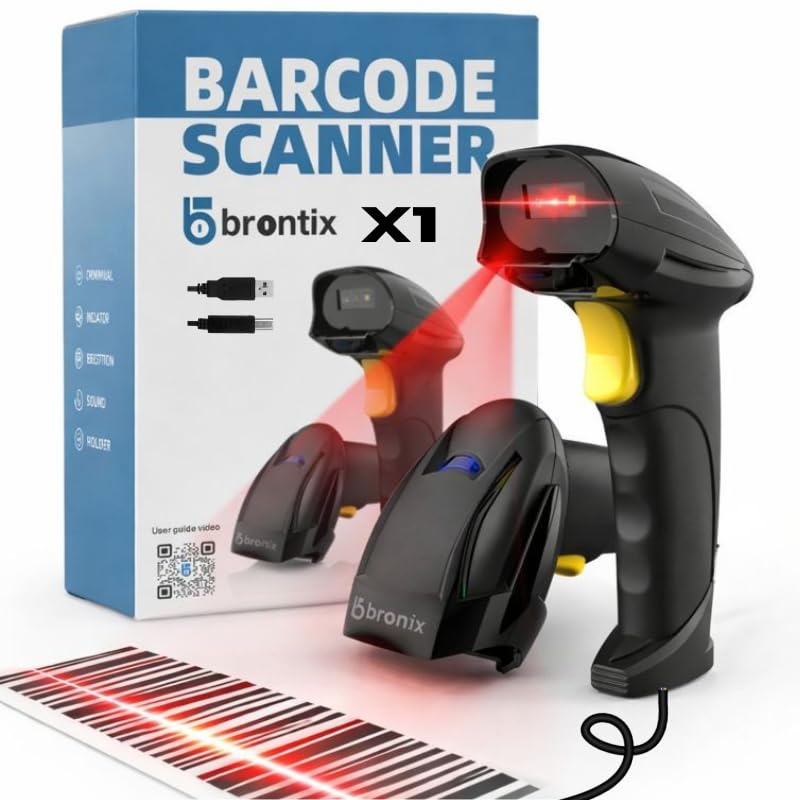 Brontix 2D & 1D Super Fast Barcode Scanner Wired | QR Code Scanner Rechargeable | Handheld Barcode Reader with Induction Scanning, Built-in Light, ABS Body | 1 Year Warranty-image-19