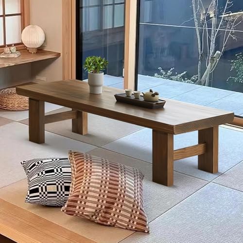 Image of Japanese Style Sheesham Wood Coffee Table for Living Room, Dining Room, Bedroom, Kitchen, Office Home Decor (115x50x38)