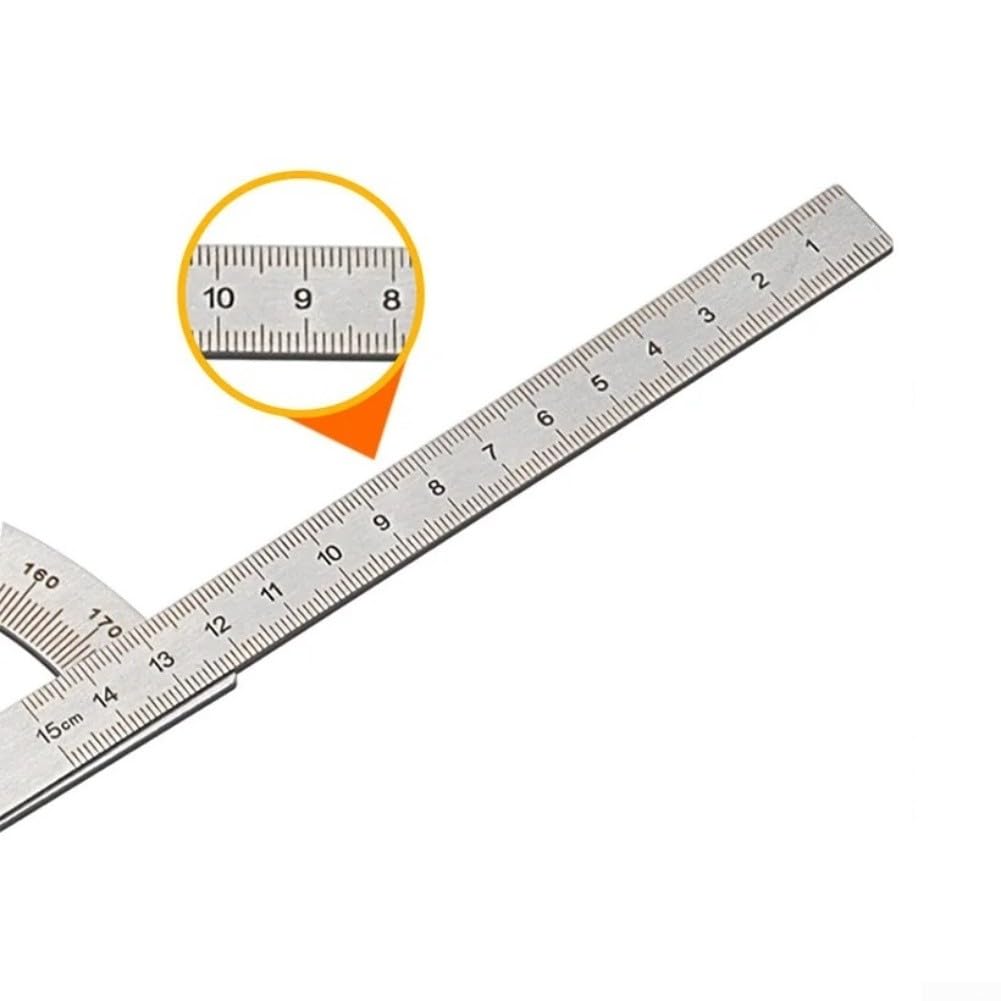 Goniometro professionale in acciaio inox a 180 gradi con blocco a vite, strumento di misurazione angolare per misurazioni precise e uso in falegnameria
