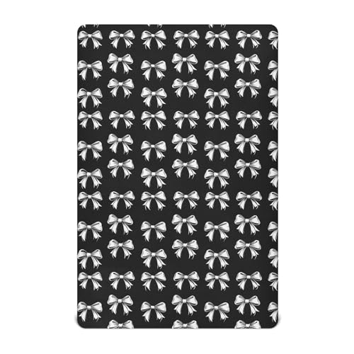 Image of Caikeny Fitted Crib Sheet for Boys Girls Black White Bow Baby Crib Sheets Bassinet Sheets Crib Mattress Bed Sheets for Toddler Newborn Infant 27 x 39 in