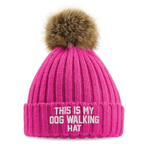 Bonnet brodé This is My Dog en fausse fourrure pour femme Purple Print House