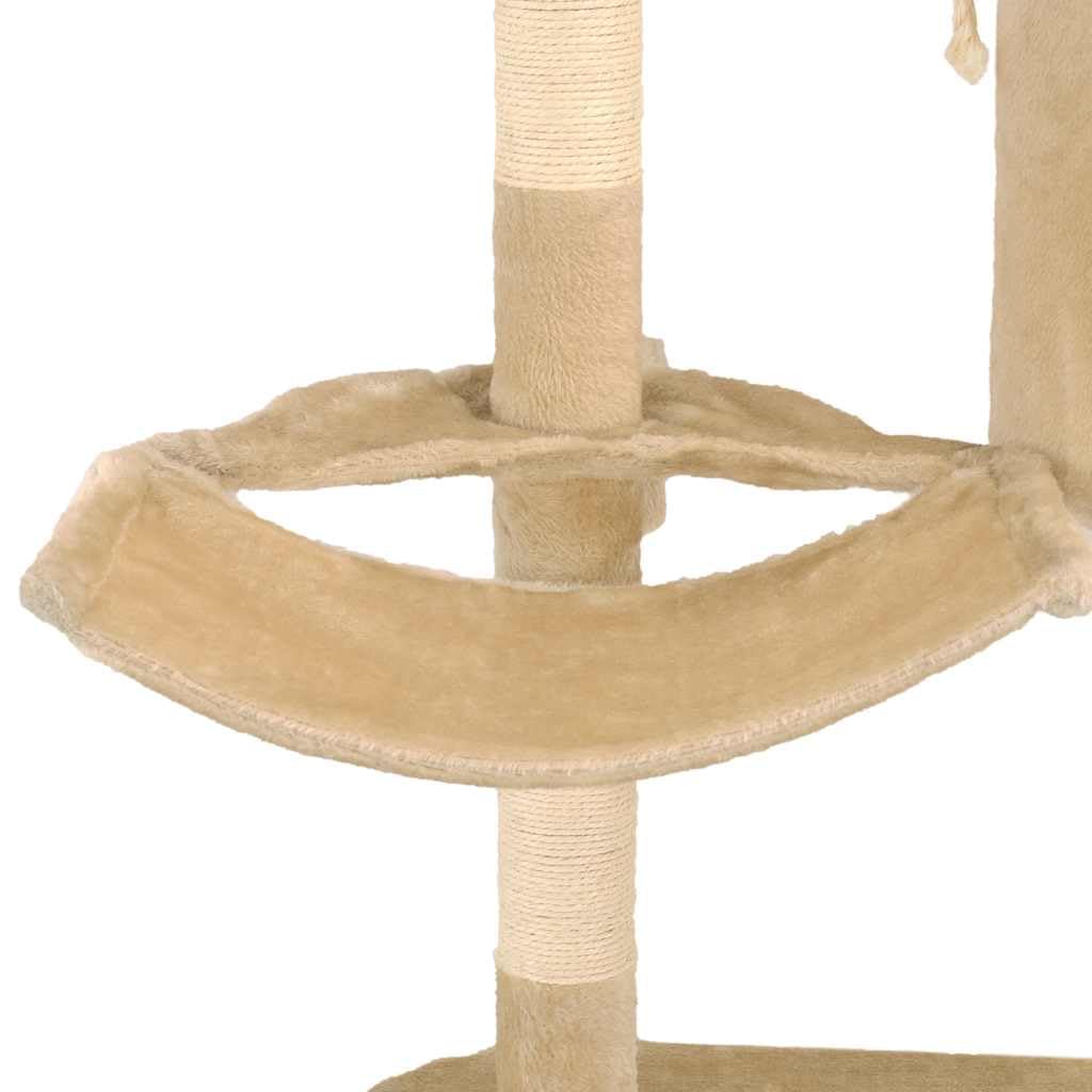 Tiragraffi da parete per gatti con colonne tiragraffi in sisal, 194 cm, beige, albero da arrampicata con grotta, letto, piattaforma e zone di riposo, per soggiorno e uso interno